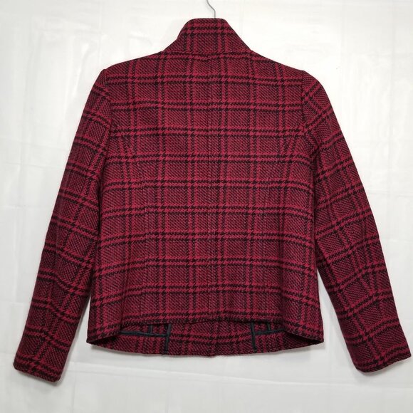 Talbots Petites glen plaid blazer jacket red sz 4P - Picture 2 of 8